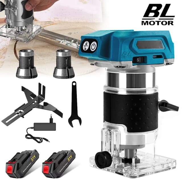 Brushless Wood Router Wood Trimmer Machine Electric Hand Trimmer Carpentry Tool Woodworking Trimming for Makita 18V Battery pin