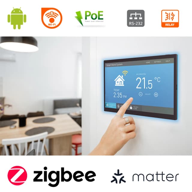 15,6-calowy ekran dotykowy Android, inteligentny panel sterowania domem, Wi-Fi 6, RJ45, PoE, protokół Zigbee/Matter, przekaźnik, RS232, RS485, typ C