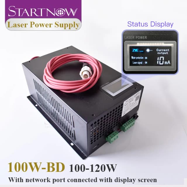 Startnow 100W-BD zasilanie lasera CO2 120W z ekranem wyświetlacza 110V PSU MYJG-100 220V Co2 laserowa maszyna do cięcia rur źródło