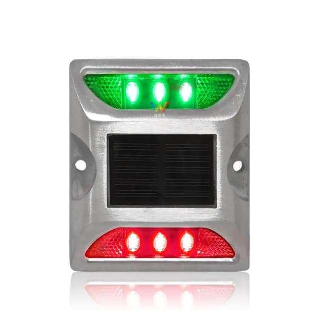 Zielono-czerwona dioda LED z podwójnym bocznym kwadratowym znacznikiem drogowym Zasilany energią słoneczną słupek drogowy LED zasilany energią słoneczną