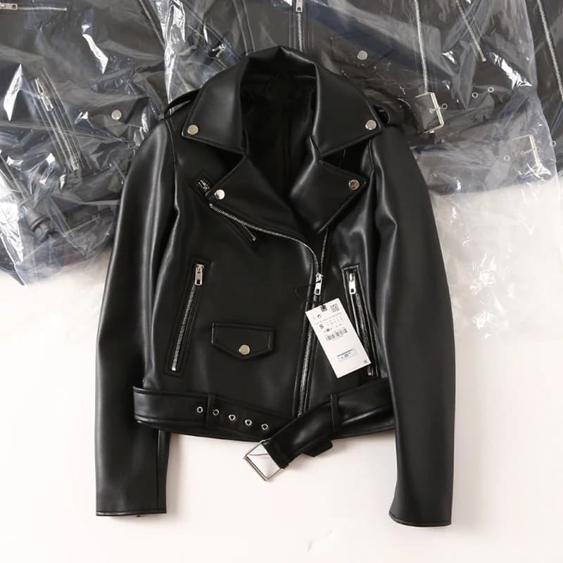 FTLZZ 2022 Nowa skórzana kurtka damska Wiosna Jesień Płaszcz damski Faux PU Kurtka rowerowa Moto Skórzana kurtka damska Casual Street Outwear