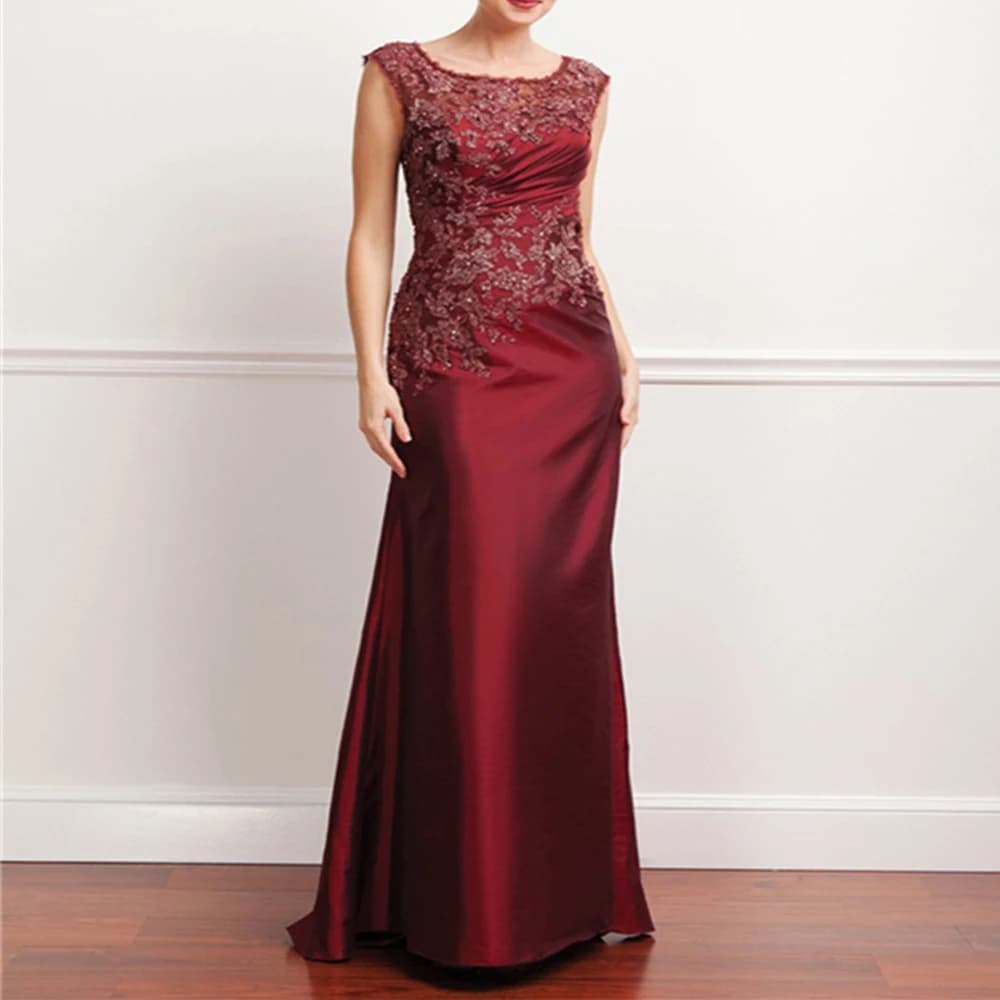 Suknie dla matki panny młodej na wesele Elegancka suknia wizytowa o długości do podłogi z wycięciem i aplikacją Robe De Mariee Plus