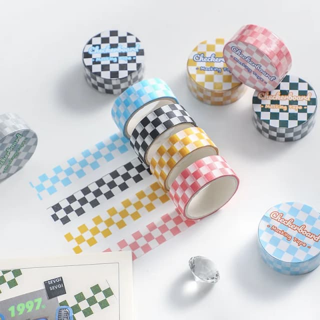 Taśma Washi z siatką o szerokości 15 mm Dekoracyjne kolorowe taśmy maskujące w szachownicę do scrapbookingu Diy Decor And Crafts Gift Wrapping
