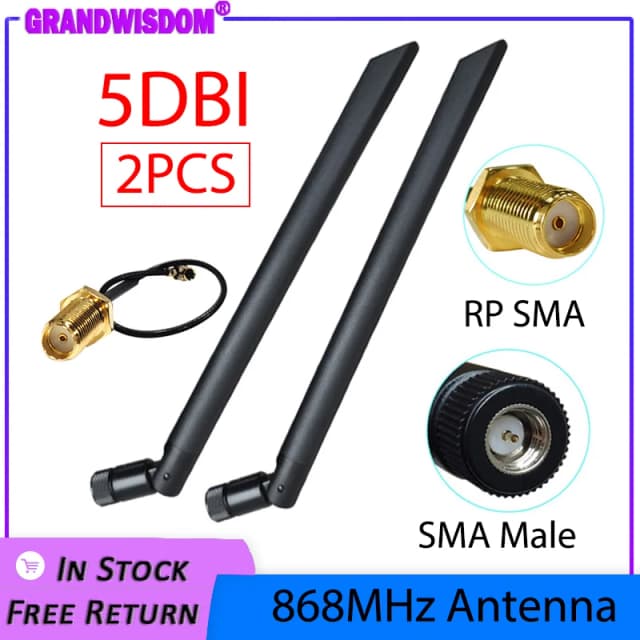 GWS 2p 5p 868MHz 915MHz Antena 5dbi SMA Złącze męskie GSM IOT antena 21cm RP-SMA/u.FL Pigtail Kabel typu 1 4 CE OEM hurt