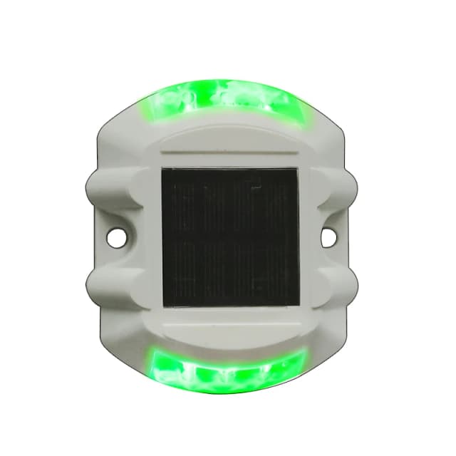 Tryb stałej, kolor biały, plastik, zielona dioda LED, zasilany energią słoneczną, odblaskowy, odblaskowy, gruntowy, ścieżka, pokład, dok, światło ostrzegawcze