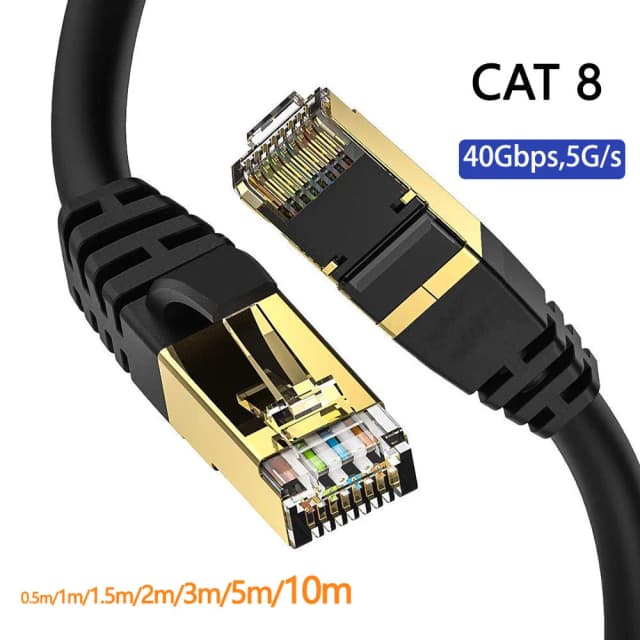Okrągły kabel Ethernet Cat 8 Sieć LAN Cat8 Rj45 Kabel sieciowy 40 Gb/s Płaski kabel 2000 MHz 26AWG Do routera PC Ps4 TV Laptop