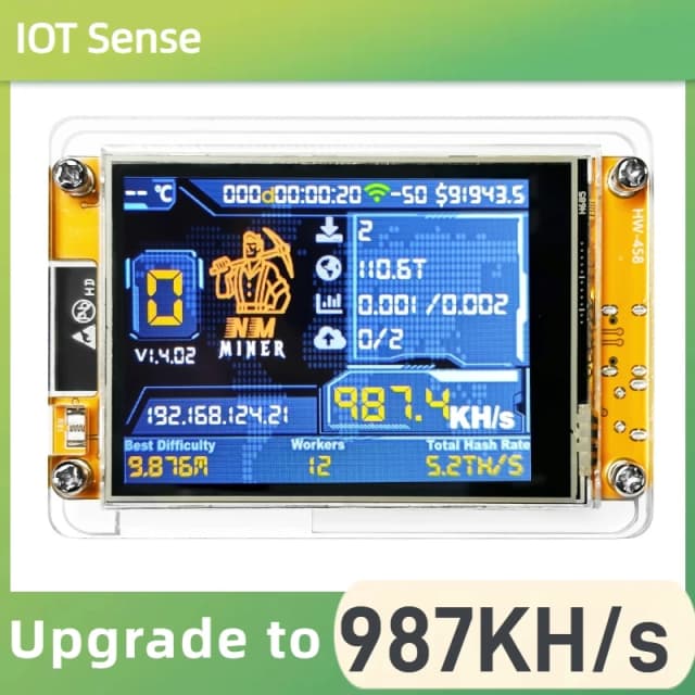 NMMiner Solo Lottery Hashrate 987KH/s Bitcoin Lucky Miner dla nerdów komputerowych 2.8 calowy Smart Display Crypto ESP32-2432S028R DROOM