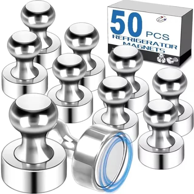 50/1 szt. Metalowe, mocne magnetyczne pinezki, magnesy, pinezki do tablic suchościeralnych, lodówki, magnesy na kciuk, arkusze magnetyczne, pinezki do biura i szkoły