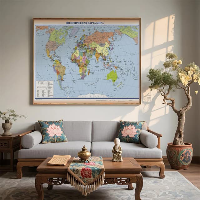 Plakat Mapa Świata 120*80cm Rosyjski Włóknina Składany Natryskowy Dekoracja Ścienna Tło Fotograficzne Artykuły Szkolne do Domu na Prezent