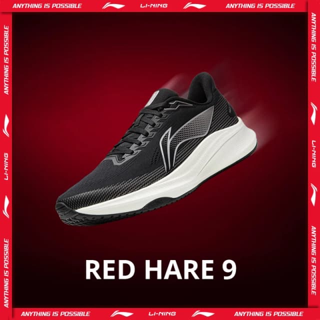 Męskie buty do biegania Li-Ning RED HARE 9, lekkie, oddychające, wytrzymałe, antypoślizgowe, z pianką LIGHT FOAM ULTRA, buty treningowe LiNing ARPW003