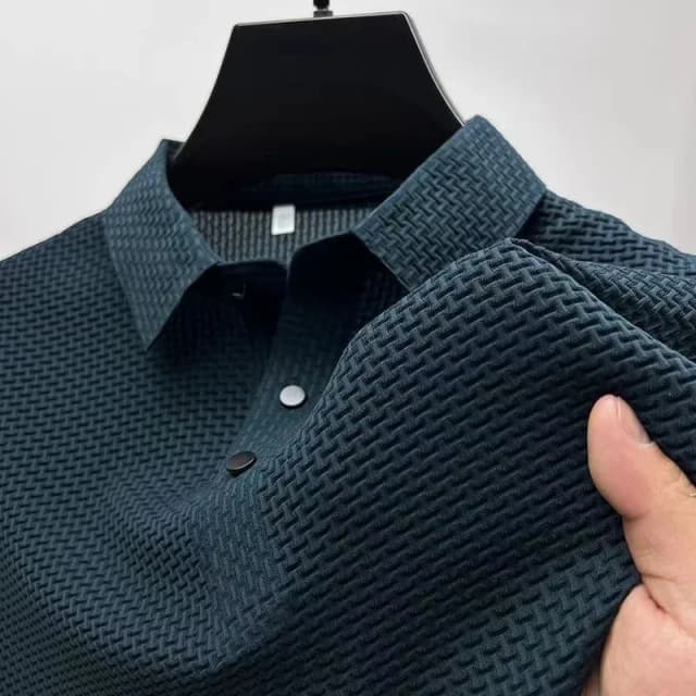Nowa męska koszulka polo z krótkim rękawem, w stylu business casual, z motywem kości i kwiatów, w jednolitym kolorze, modna, oddychająca, wygodna, uniwersalna na lato.