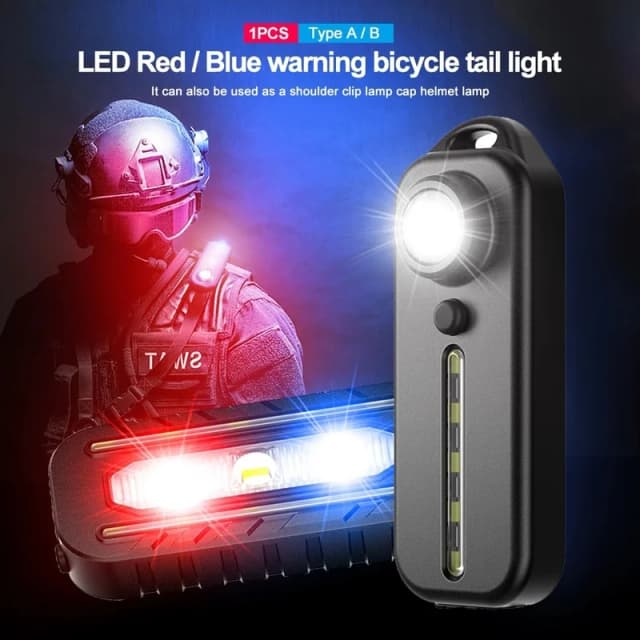 LED czerwony niebieski uwaga awaryjne światło policyjne z klipsem USB akumulator na ramię migająca ostrzegawcza latarka bezpieczeństwa tylna lampa rowerowa