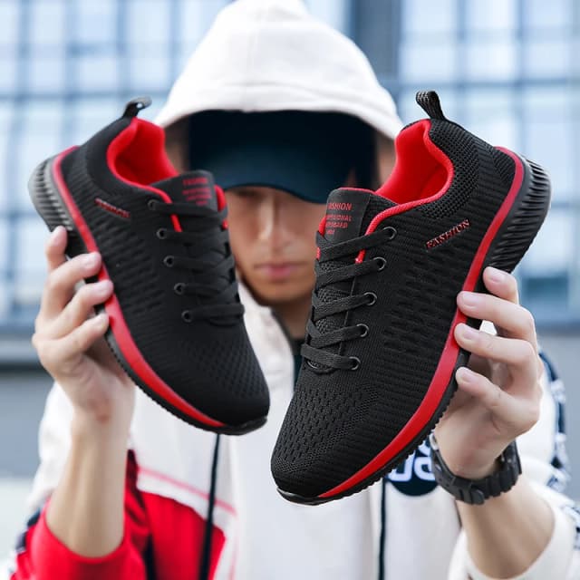 Męskie trampki do biegania Lekkie buty sportowe Klasyczne siatkowe oddychające sznurowane buty do chodzenia na świeżym powietrzu Męskie buty do tenisa