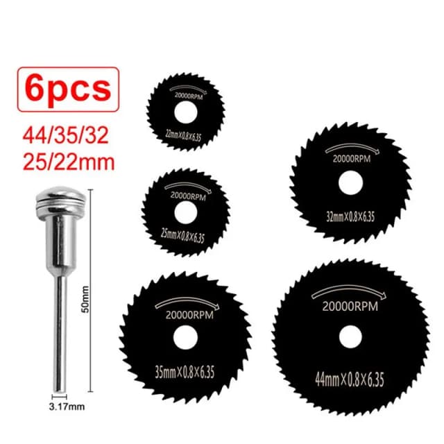Zestaw brzeszczotów do cięcia elektrycznego HSS 6 SZTUK 22-44MM Mini okrągły Ultra cienki pręt 3.2MM Narzędzia do obróbki drewna Akcesoria do szlifierek