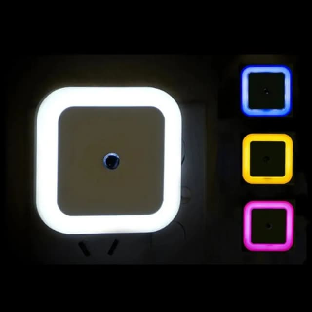Bezprzewodowy czujnik LED lampka nocna wtyczka EU Mini kwadratowe lampki nocne dla dzieci salon sypialnia lampa oświetleniowa do korytarza