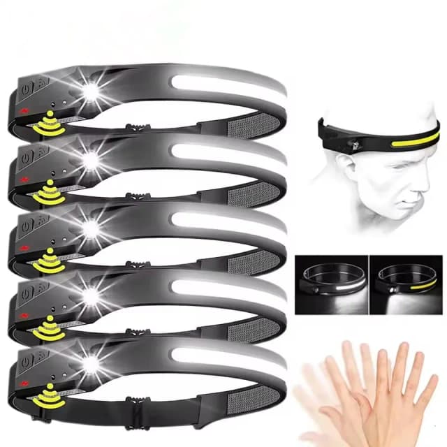 230 ° Latarka czołowa z czujnikiem LED Lampa czołowa z czujnikiem Wbudowana bateria Latarka czołowa ładowana przez USB Outdoor Camping Fishing Headligh