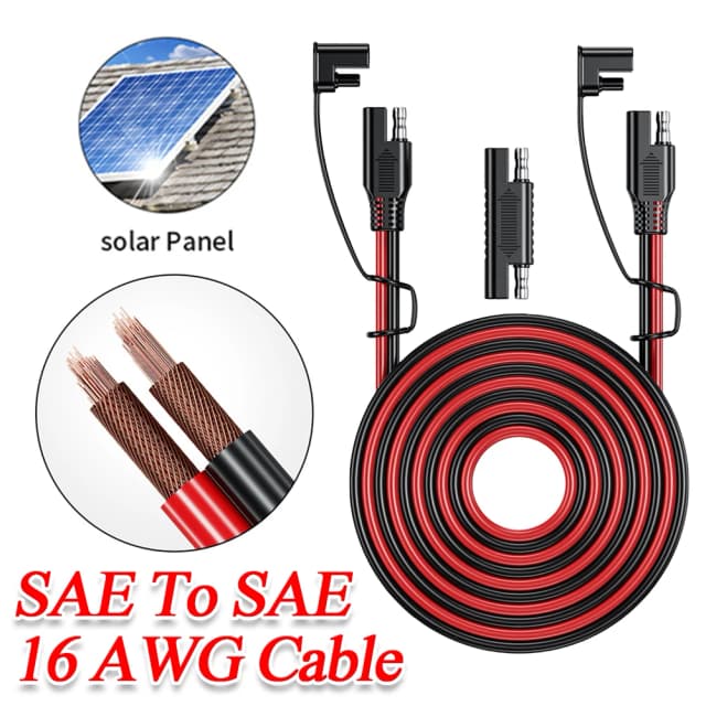 Kabel do ładowania akumulatora SAE do SAE 12V-36V Wtyczka słoneczna 16AWG Przedłużacz samochodowy Wodoodporny kabel zasilający akumulatora słonecznego pojazdu