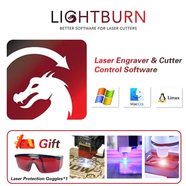 Klucz licencyjny Tyvok LightBurn Core/Program sterujący GCODE z kontrolerem do grawerki laserowej wszystkich marek, kompatybilny z Mac i Windows