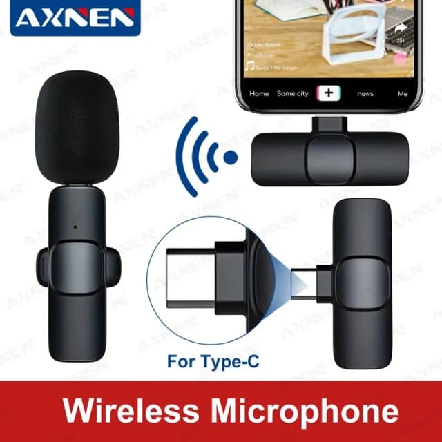 Bezprzewodowy mikrofon krawatowy typu C, przenośny mini mikrofon do nagrywania audio-wideo dla systemu Android Typec Transmisja na żywo Wywiad do gier