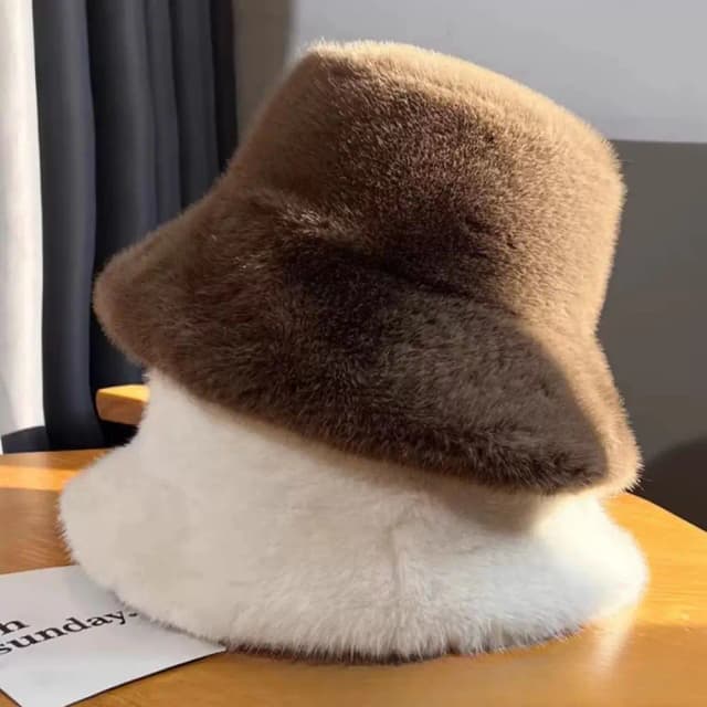 Puszysty futrzany kapelusz rybacki dla kobiet Zimowa pluszowa czapka ochronna na uszy Wiatroodporna ciepła damska czapka Panama Solid Fashion Bucket Hat