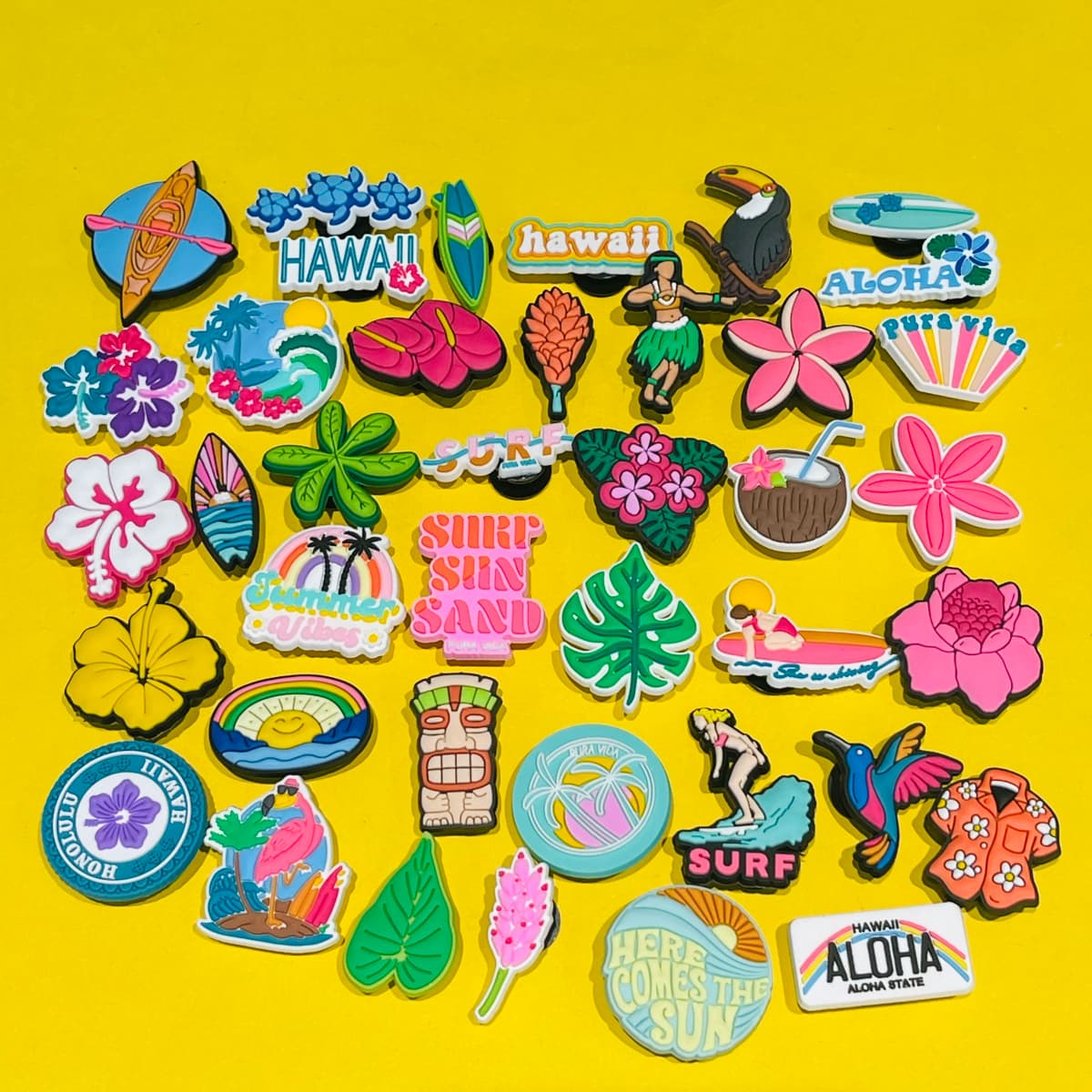 1szt PVC Hawaii Summer Vibes Surf Sun Sand Aloha Coconut Turtle Shoe Charms Slippers Shoe Decoration Buckle Clog DIY Wristbands