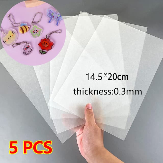 5 szt. Termokurczliwy arkusze z tworzyw sztucznych zabawny folia termokurczliwa termiczny półprzezroczysty papier termokurczliwy papier termokurczliwy do DIS 14,5x20cm