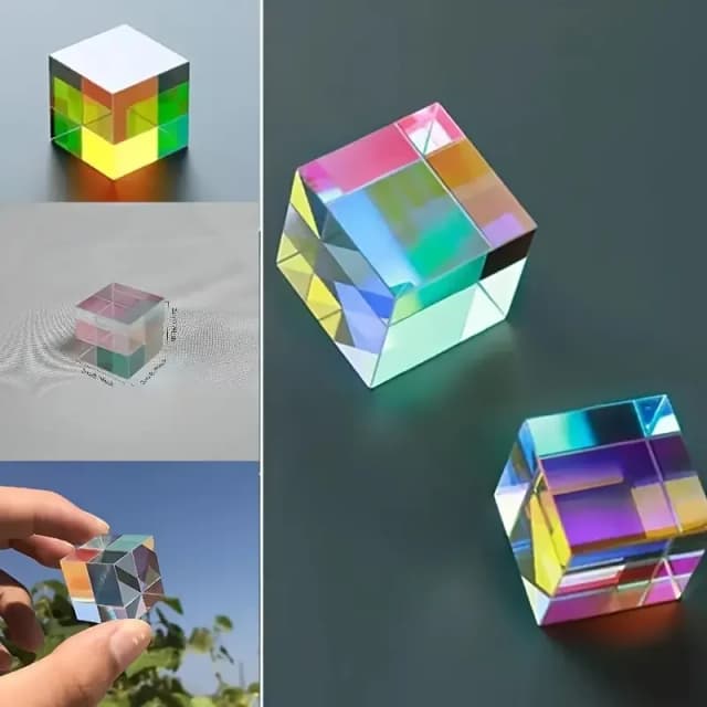 Szkło optyczne X-Cube dwukolorowa kostka: pryzmat rozgałęźnika wiązki kombinacji RGB, prezent edukacyjny, fizyka w klasie