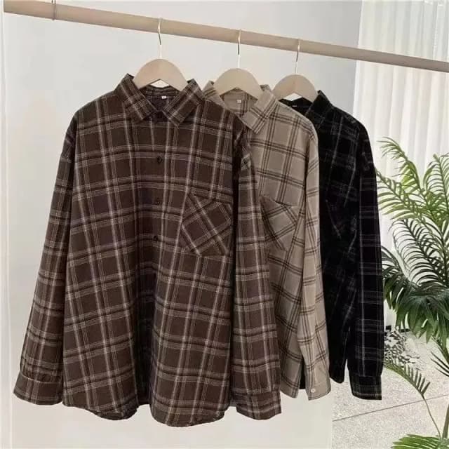 Koszula w kratę z długim rękawem w stylu retro na jesień/zimę, moda koreańska, uniwersalna koszula w kratę na jesień, luźny, uniwersalny top