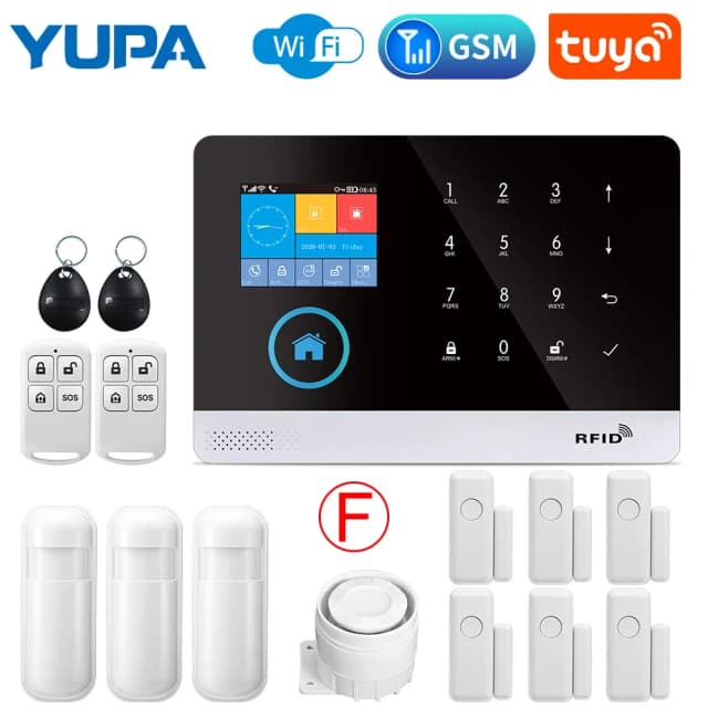 YUPA Home Alarm Akcesoria 2G Detektor drzwi i okien Detektor ruchu PIR Detektor dymu Pilot zdalnego sterowania Connect Tuya App PG103