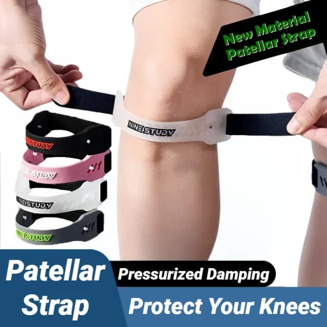 Regulowany stabilizator kolana z PVC, opaska na rzepkę, wsparcie ścięgien, amortyzacja wstrząsów, kompresja, ochraniacze, ochrona sportowa.
