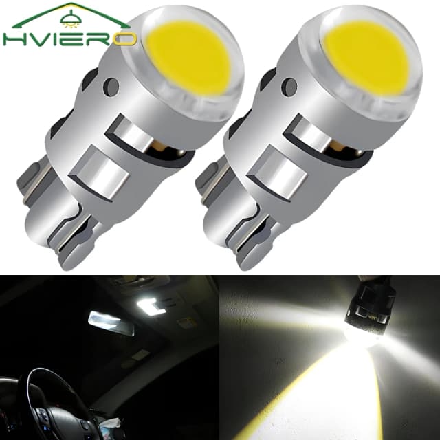 2 SZTUK Automatyczna lampka sygnalizacyjna Biała dioda LED T10 COB 1Led Samochodowe oświetlenie przyrządów do czytania Wnętrze Wyprzedaż Zapasowa tablica rejestracyjna do tyłu