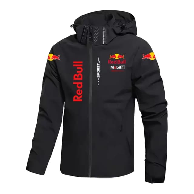 Kurtka puchowa Red Bull męska, płaszcz wiosenno-jesienny z odpinanym kapturem, wiatro- i wodoodporny strój górski.