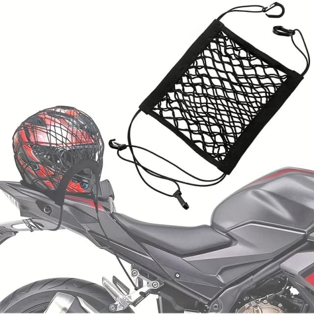 Motocyklowa siatka bagażowa wysoka elastyczna dwuwarstwowa siatka motocyklowa do przechowywania kasku 10 "X11" Bungee Cargo Net z haczykami siatka bagażowa