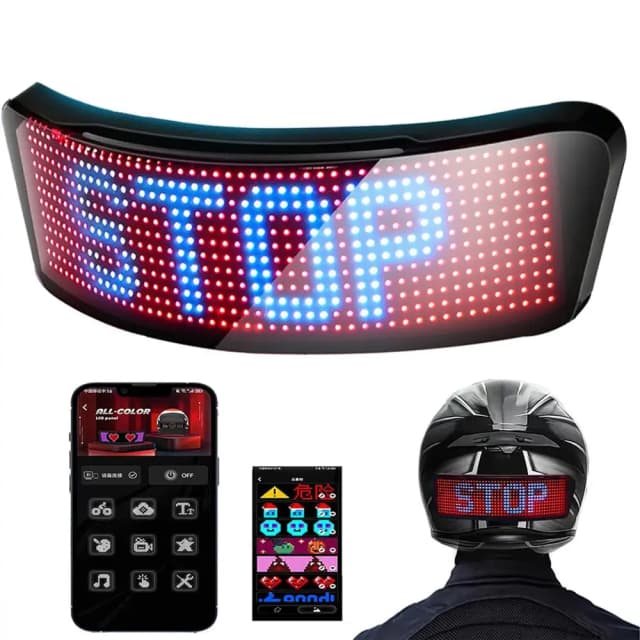 Wyświetlacz LED na kasku Kask motocyklowy Światło ostrzegawcze Nocna jazda DIY RGB Kask rowerowy Tylne światło APP Programowalny ekran LED