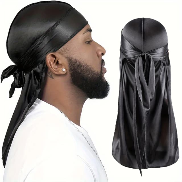 Męska jedwabna czapka Durag Bonnet Bandana Silky Du Rag Doo Rag Long Tail Waves Cap