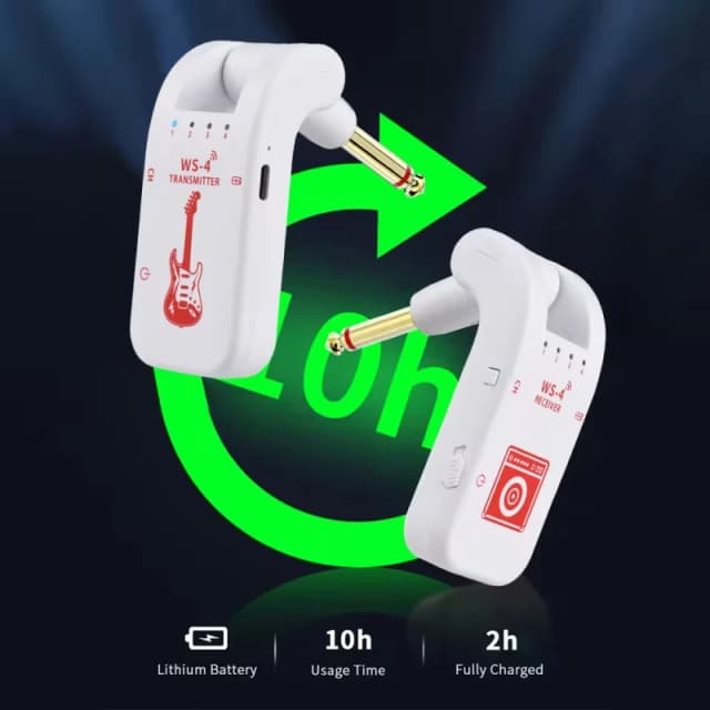 System bezprzewodowy do gitary, nadajnik i odbiornik 2.4G z możliwością ładowania, transmisja Plug Play w czasie rzeczywistym dla basu elektrycznego