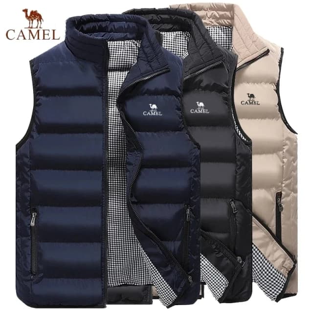 Haftowana kamizelka z wysokiej jakości bawełny CAMEL, męska jesienno-zimowa gorąca sprzedaż moda na co dzień wygodna kurtka bez rękawów