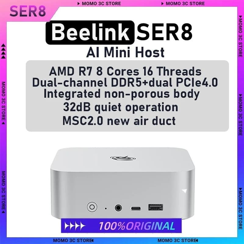 Beelink SER8 8845HS Wysokowydajny AMD Ryzen 7 8 rdzeni 16 wątków AI PC Gaming Office Design Ultra-cichy Mini komputer Host