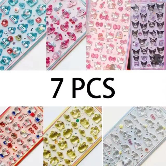 Urocze naklejki anime Hellokitty Kuromi Cinnamoroll 3D Sanrio, przezroczyste, żelowe, kryształowe naklejki dekoracyjne, etui na telefon DIY, zabawka dla dzieci