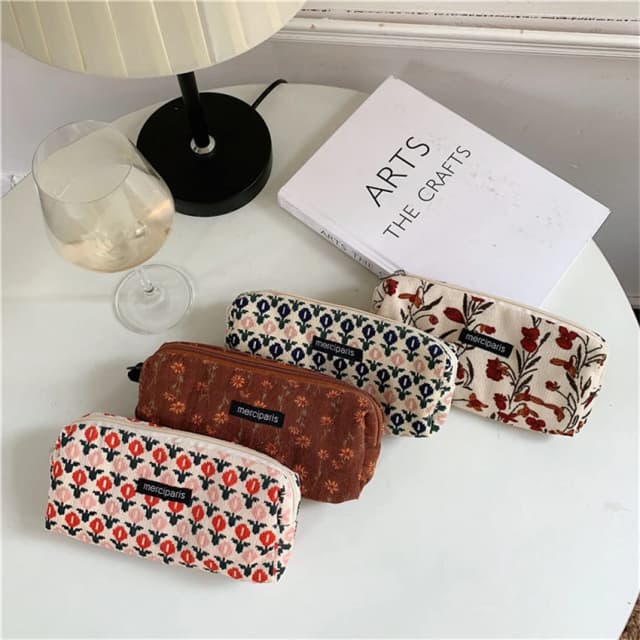 Piórnik Koreańskie artykuły papiernicze Retro Estuche Etui Kawaii Kwiat Piórnik dla dziewczynek Materiał Escolar Papeleria Trousse Scolaire
