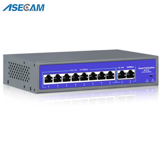8-portowy przełącznik sieciowy POE 52 V z 10/1000 mb/s IEEE 802.3 af/at przez kamerę IP Ethernet bezprzewodowy punkt dostępowy kamera telewizji przemysłowej System bezpieczeństwa