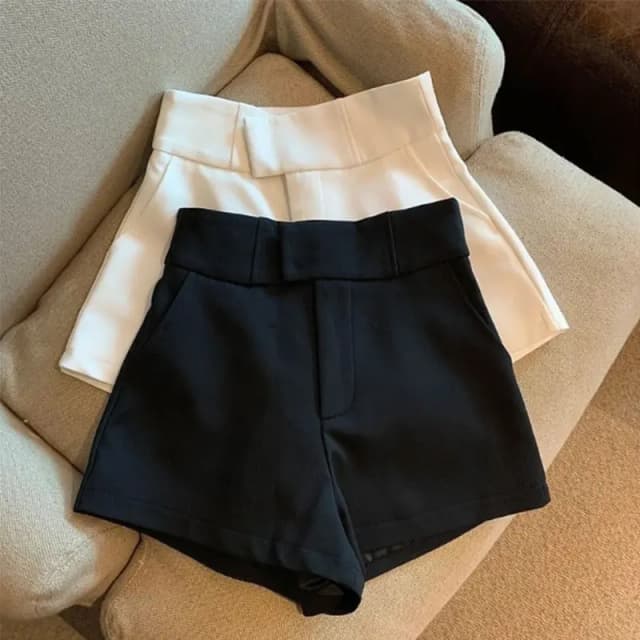 Szorty damskie T2 Czarne Szorty Damskie Harajuku Elegancja Szorty z wysokim stanem A Line Slim Casual Hot Girl Straight Pants Sexy
