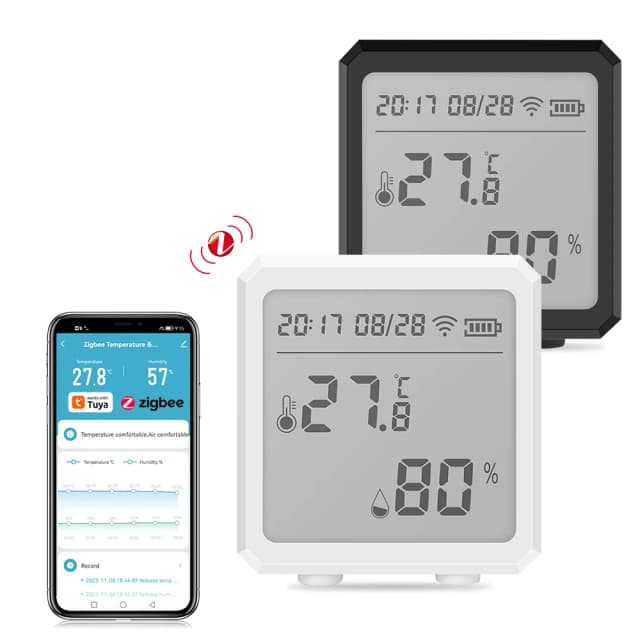 Czujnik temperatury i wilgotności Zigbee z aplikacją Tuya Ekran LCD Cyfrowy wyświetlacz Bezprzewodowy termometr Współpracuje z czarnym lub białym kolorem