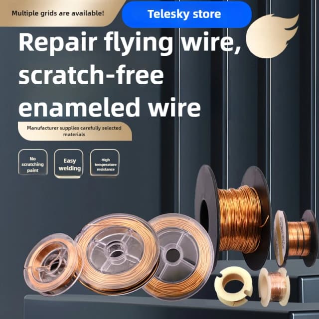 Przewód miedziany emaliowany do nawijania cewek elektromagnetycznych, napraw PCB, przewód połączeniowy, grubości 0,1/0,2/0,5/1 mm, długość 10 m/11 m/50 m.