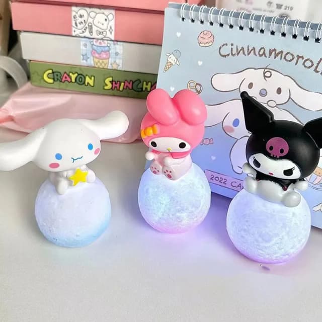 Sanrio Hello Kitty Kuromi Cinnamoroll lampka nocna świecące zabawki dla dzieci lampka nocna Anime Kawaii śliczne dzieci Kid obecne prezenty