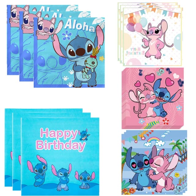Lilo & Stitch Baby Shower Party Print Serwetki Party Stitch Angle Serwetki obiadowe dla chłopca dziewczynki Dzieci Urodziny Party Supplies