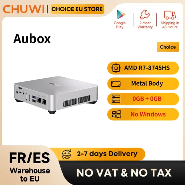 CHUWI Aubox Mini PC AMD Ryzen7 8745HS z Oculink DDR5, bez pamięci RAM, bez pamięci ROM, bez systemu operacyjnego, komputer stacjonarny do gier, WiFi 6, BT 5.2