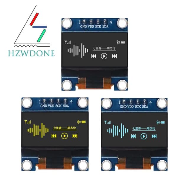 0,96-calowy moduł wyświetlacza OLED SSD1306 I2C IIC SPI szeregowy 128X64 LCD 4-pinowy żółty niebieski biały niebieski dla Arduino (złącza pinowe lutowane)