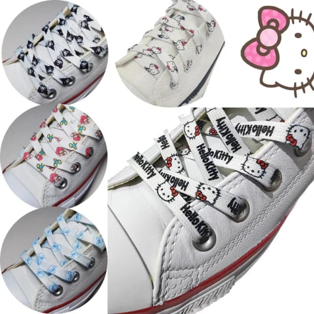1 para Sanrio Hello Kitty sznurowadła Anime Cinnamoroll Kuromi 120-150cm trampki sznurowadła do butów z tkaniny buty z motywem kreskówkowym akcesoria prezent