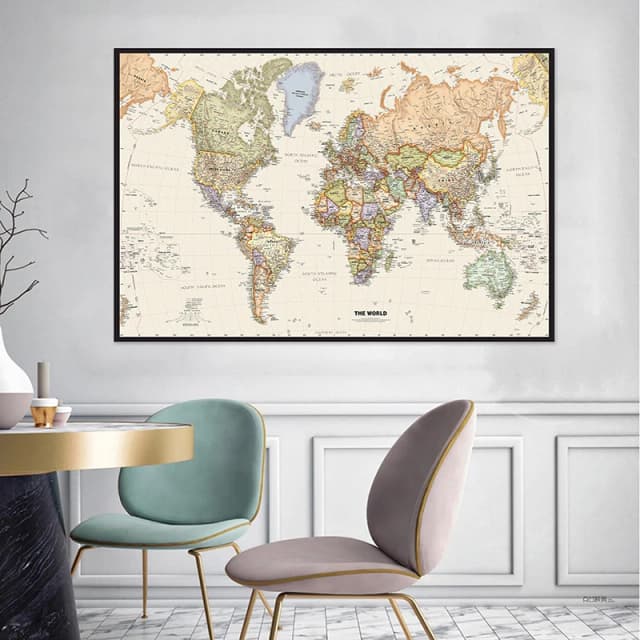 120 × 80 センチメートル世界地図ヴィンテージポスター不織布絵画壁非フレームプリント装飾学校学習室用品